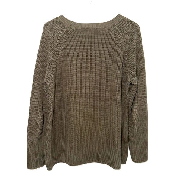 Ann Mashburn Cotton Crew Neck Knit Sweater - Green S - Picture 2 of 6